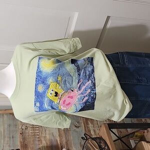 Nickelodeon Sponge Bob Tee Shirt Womens L Vintage Light Green, Y2K
